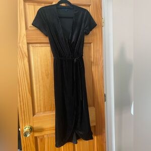 RACHEL Rachel Roy Black Velvet Pleated Midi Wrap Dress